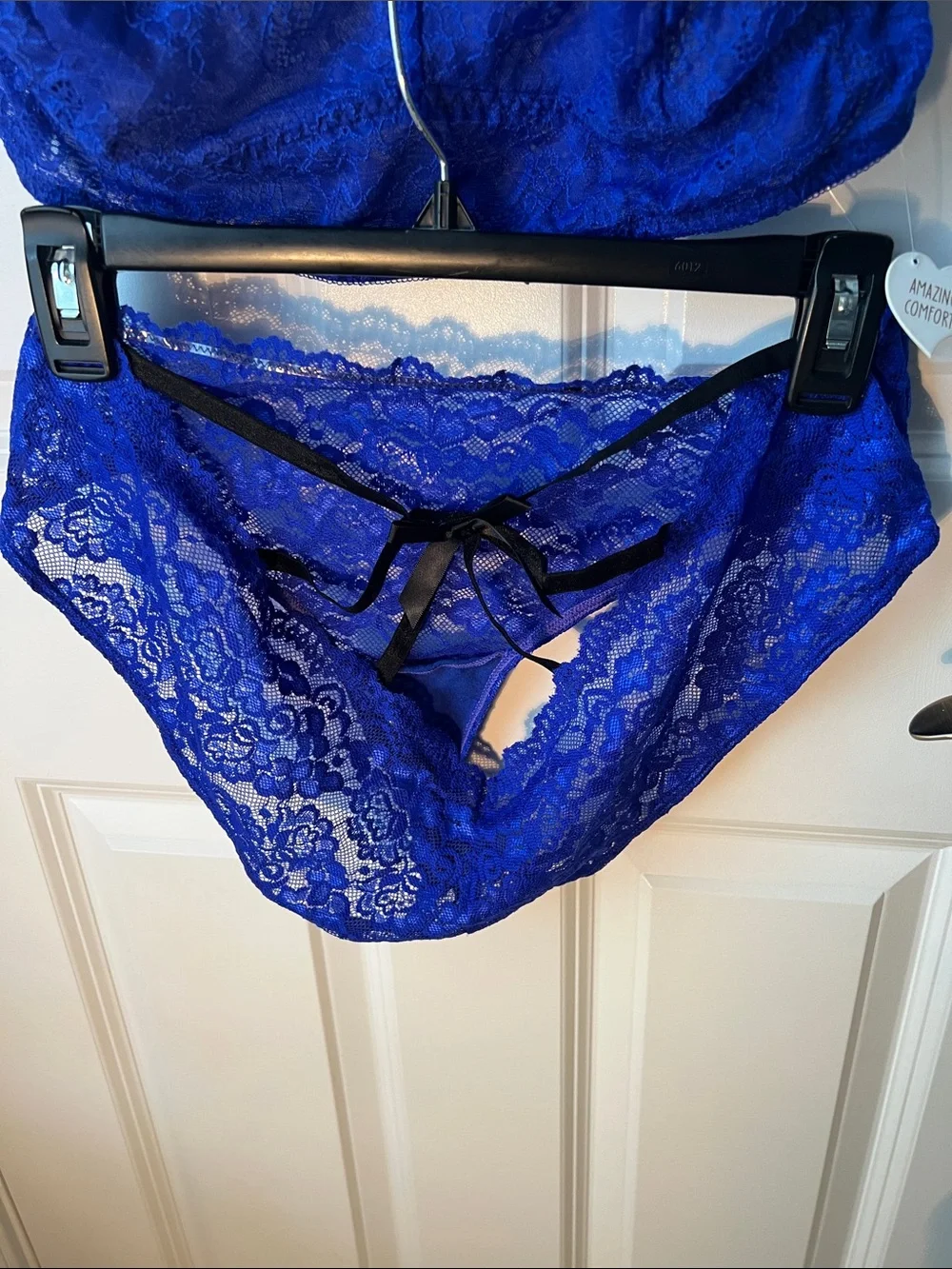 Lace Bralette and Bikini Set - Cobalt Blue No Size Tag tape measured Size 18”